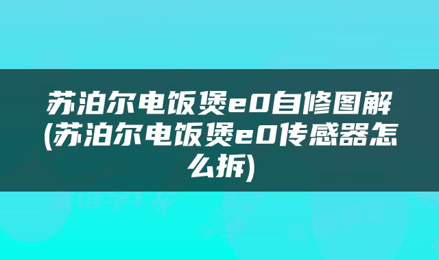 苏泊尔电饭煲e0自修图解(苏泊尔电饭煲e0传感器怎么拆)