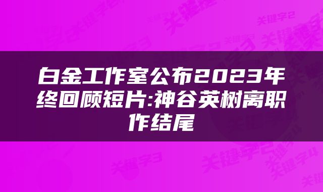 白金工作室公布2023年终回顾短片:神谷英树离职作结尾