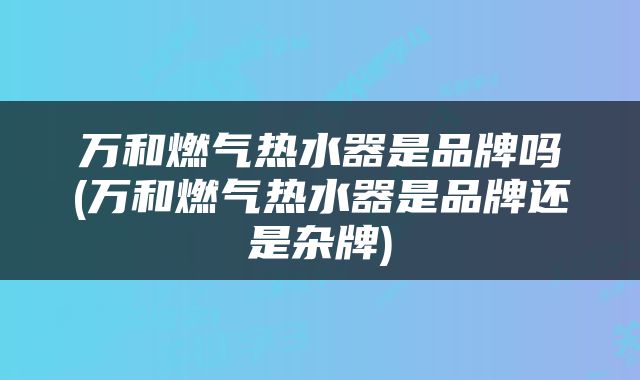 万和燃气热水器是品牌吗(万和燃气热水器是品牌还是杂牌)