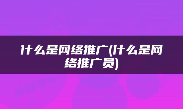 什么是网络推广(什么是网络推广员)