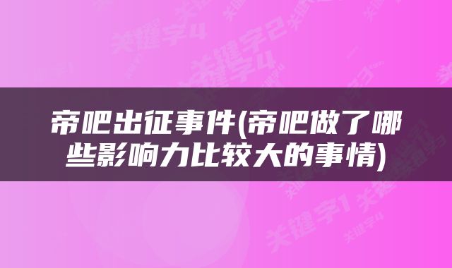 帝吧出征事件(帝吧做了哪些影响力比较大的事情)