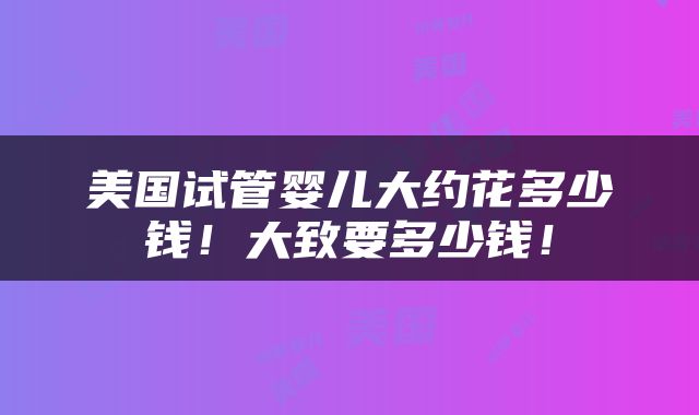 美国试管婴儿大约花多少钱！大致要多少钱！