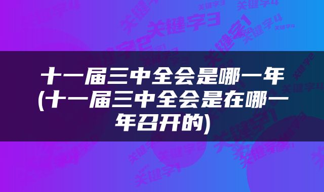 十一届三中全会是哪一年(十一届三中全会是在哪一年召开的)