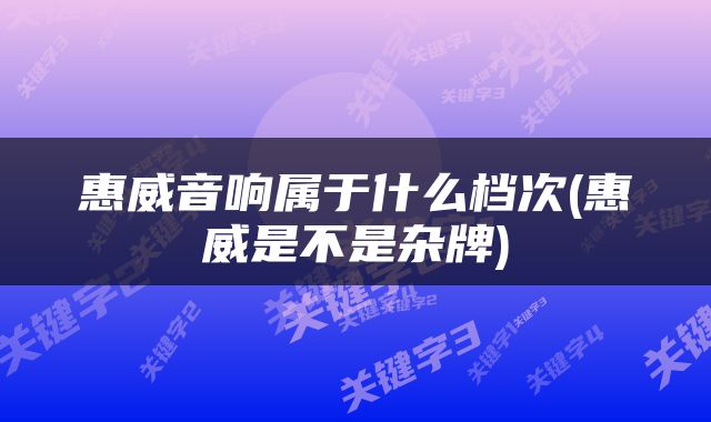 惠威音响属于什么档次(惠威是不是杂牌)