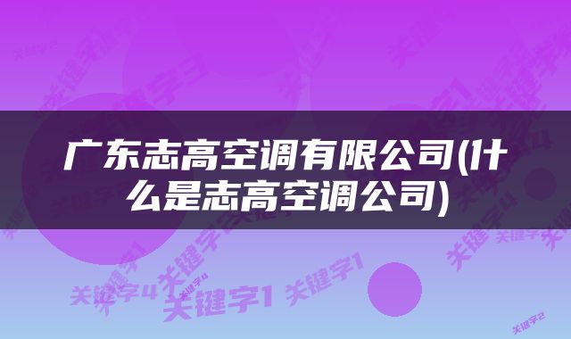 广东志高空调有限公司(什么是志高空调公司)