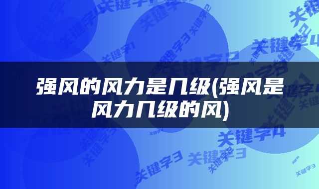 强风的风力是几级(强风是风力几级的风)