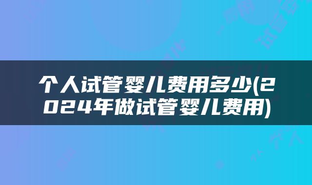 个人试管婴儿费用多少(2024年做试管婴儿费用)