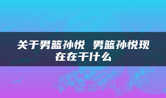 关于男篮孙悦 男篮孙悦现在在干什么