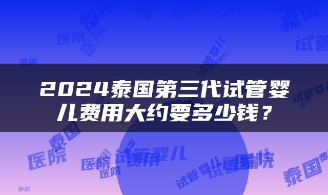 2024泰国第三代试管婴儿费用大约要多少钱？