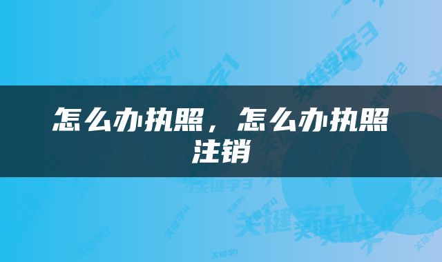 怎么办执照，怎么办执照注销