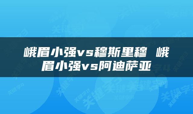 峨眉小强vs穆斯里穆 峨眉小强vs阿迪萨亚