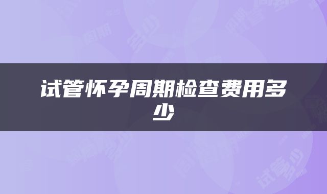 试管怀孕周期检查费用多少