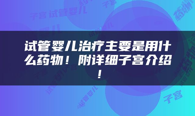 试管婴儿治疗主要是用什么药物！附详细子宫介绍！