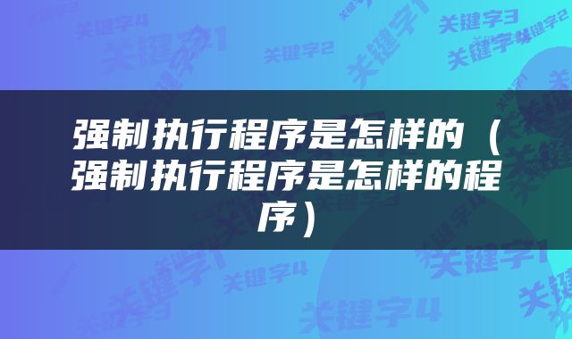 强制执行程序是怎样的（强制执行程序是怎样的程序）