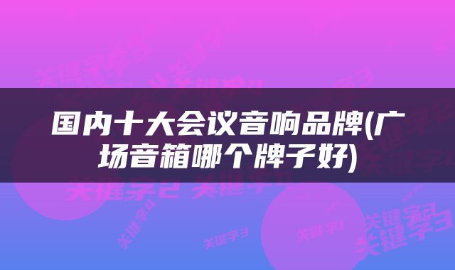 国内十大会议音响品牌(广场音箱哪个牌子好)