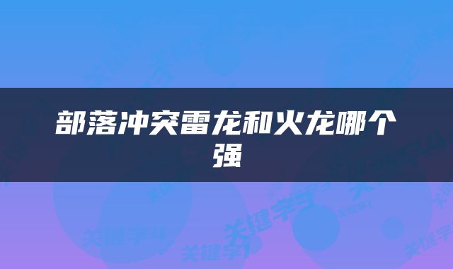 部落冲突雷龙和火龙哪个强