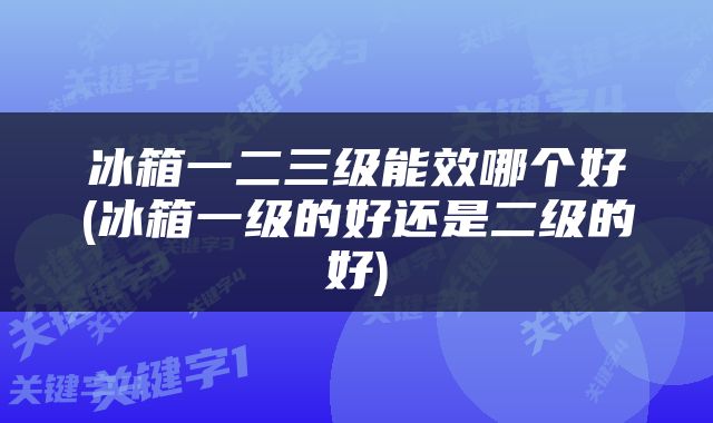 冰箱一二三级能效哪个好(冰箱一级的好还是二级的好)