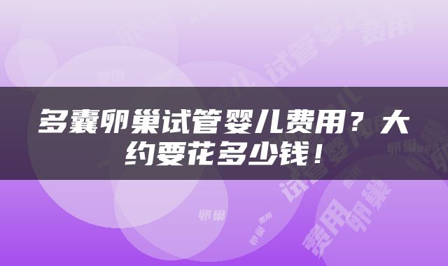 多囊卵巢试管婴儿费用？大约要花多少钱！