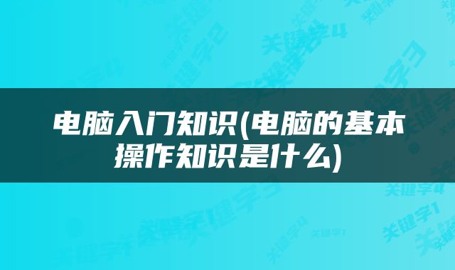 电脑入门知识(电脑的基本操作知识是什么)