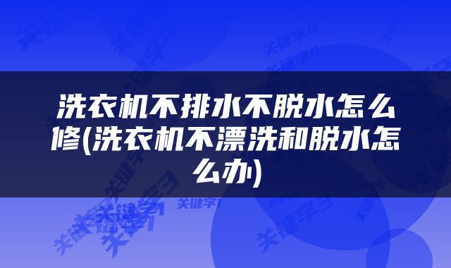 洗衣机不排水不脱水怎么修(洗衣机不漂洗和脱水怎么办)