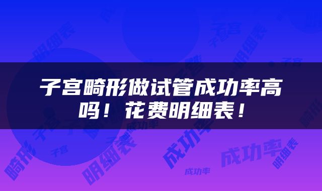 子宫畸形做试管成功率高吗！花费明细表！
