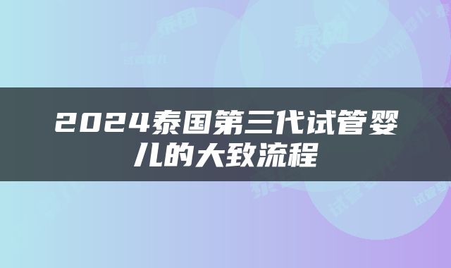 2024泰国第三代试管婴儿的大致流程