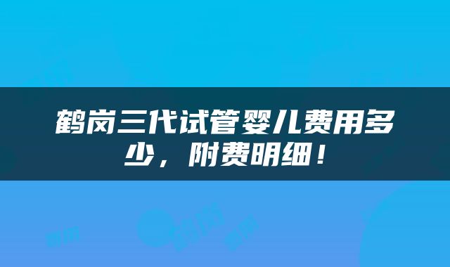 鹤岗三代试管婴儿费用多少，附费明细！