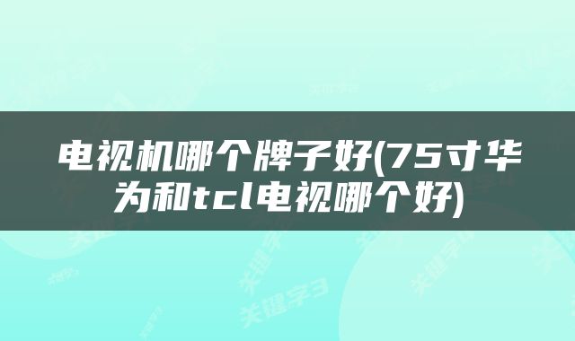 电视机哪个牌子好(75寸华为和tcl电视哪个好)