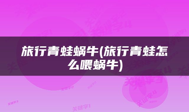 旅行青蛙蜗牛(旅行青蛙怎么喂蜗牛)