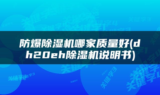 防爆除湿机哪家质量好(dh20eh除湿机说明书)