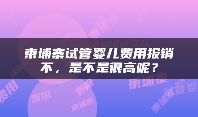 柬埔寨试管婴儿费用报销不，是不是很高呢？