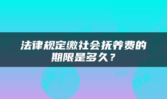 法律规定缴社会抚养费的期限是多久？