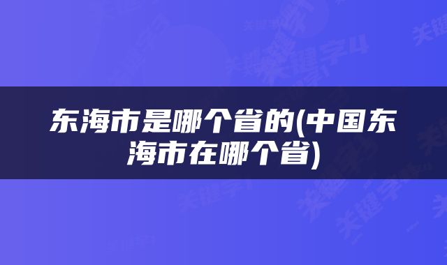 东海市是哪个省的(中国东海市在哪个省)