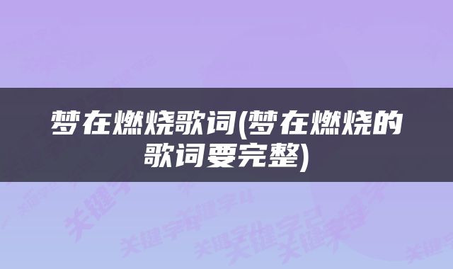 梦在燃烧歌词(梦在燃烧的歌词要完整)