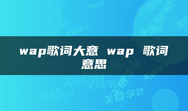 wap歌词大意 wap 歌词意思