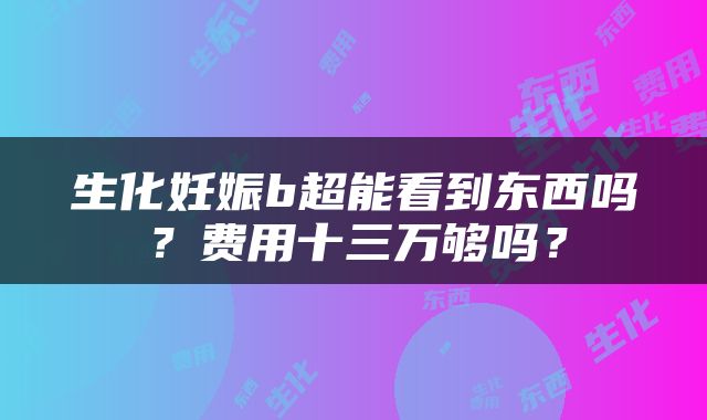 生化妊娠b超能看到东西吗？费用十三万够吗？