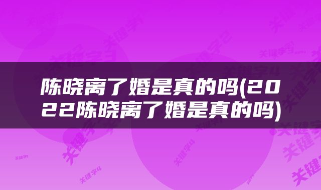 陈晓离了婚是真的吗(2022陈晓离了婚是真的吗)