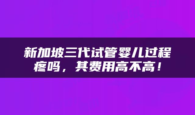新加坡三代试管婴儿过程疼吗，其费用高不高！