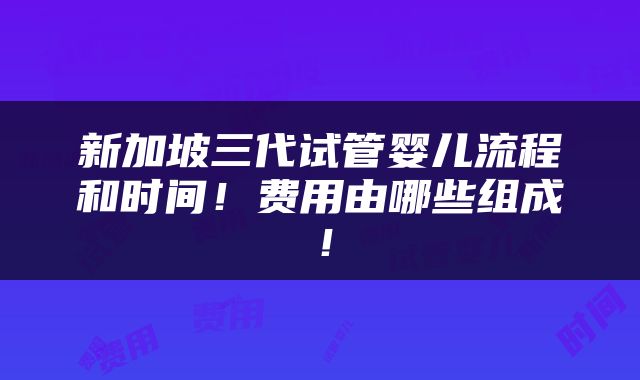 新加坡三代试管婴儿流程和时间！费用由哪些组成！