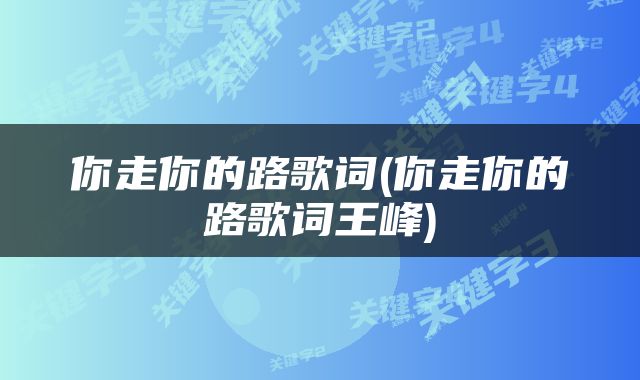 你走你的路歌词(你走你的路歌词王峰)
