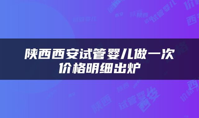 陕西西安试管婴儿做一次价格明细出炉