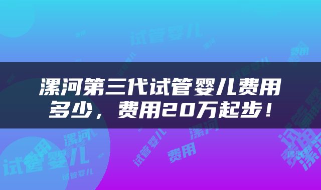 漯河第三代试管婴儿费用多少，费用20万起步！