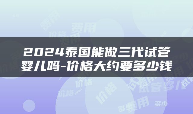 2024泰国能做三代试管婴儿吗-价格大约要多少钱