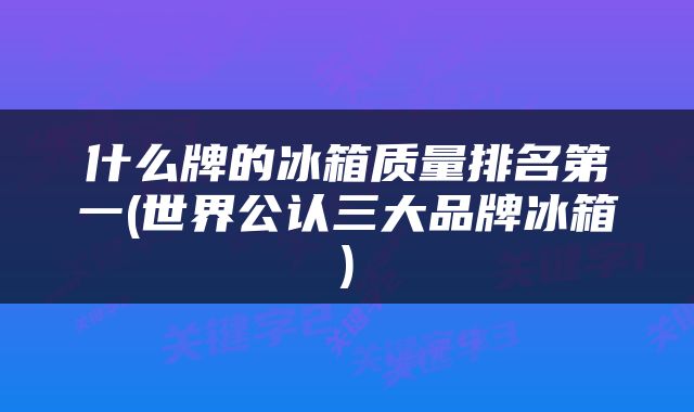 什么牌的冰箱质量排名第一(世界公认三大品牌冰箱)
