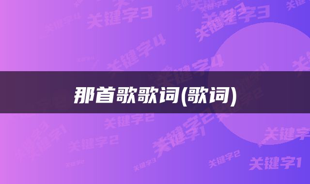 那首歌歌词(歌词)