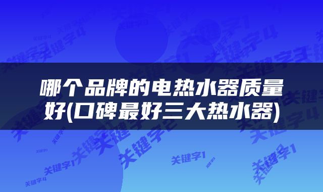 哪个品牌的电热水器质量好(口碑最好三大热水器)