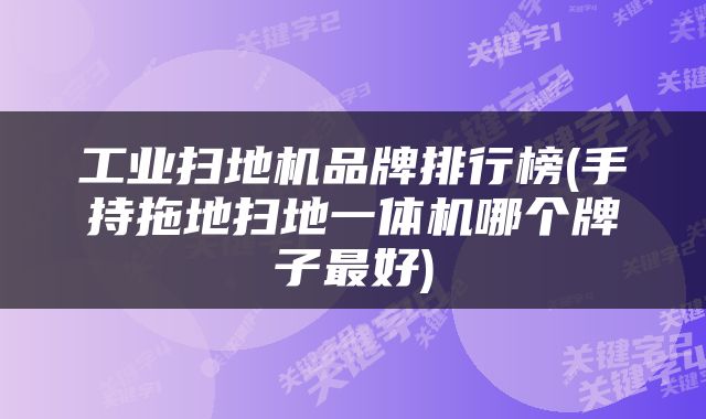 工业扫地机品牌排行榜(手持拖地扫地一体机哪个牌子最好)