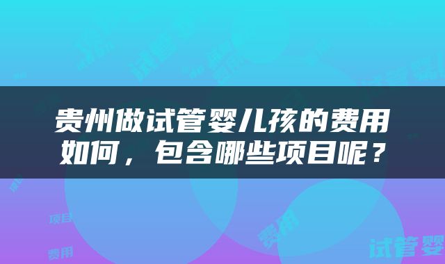 贵州做试管婴儿孩的费用如何，包含哪些项目呢？