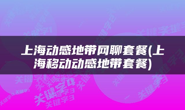 上海动感地带网聊套餐(上海移动动感地带套餐)