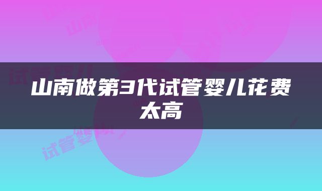 山南做第3代试管婴儿花费太高